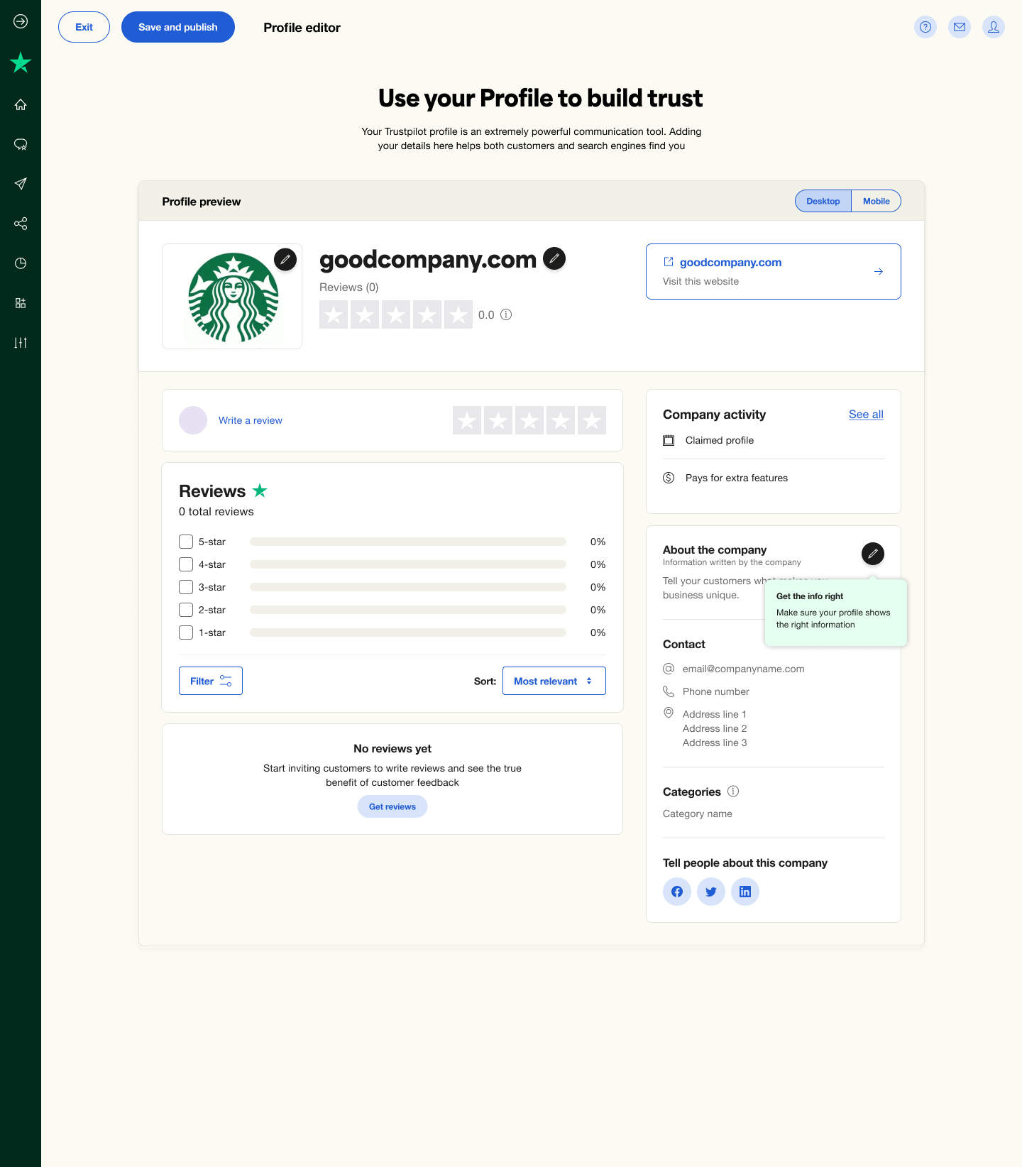 Company profile design sprint